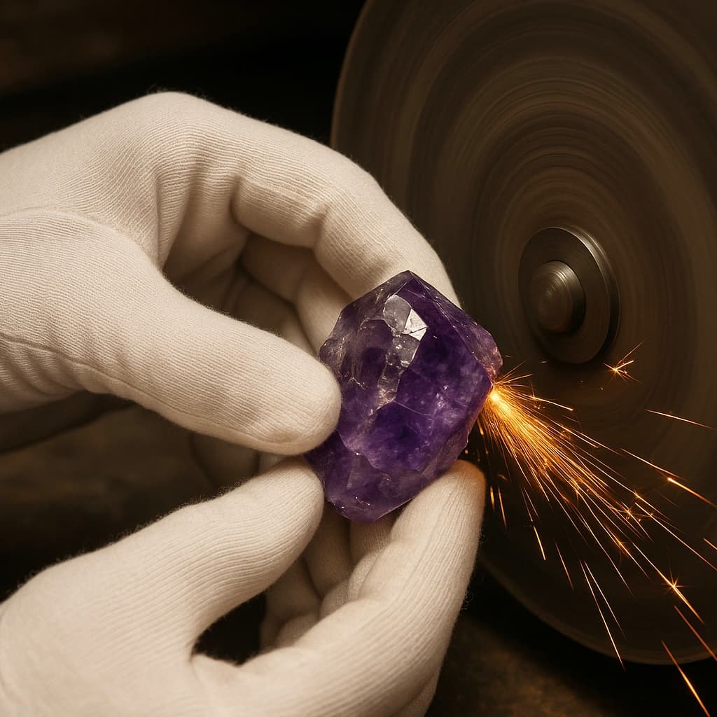 Amethyst Schleifprozess