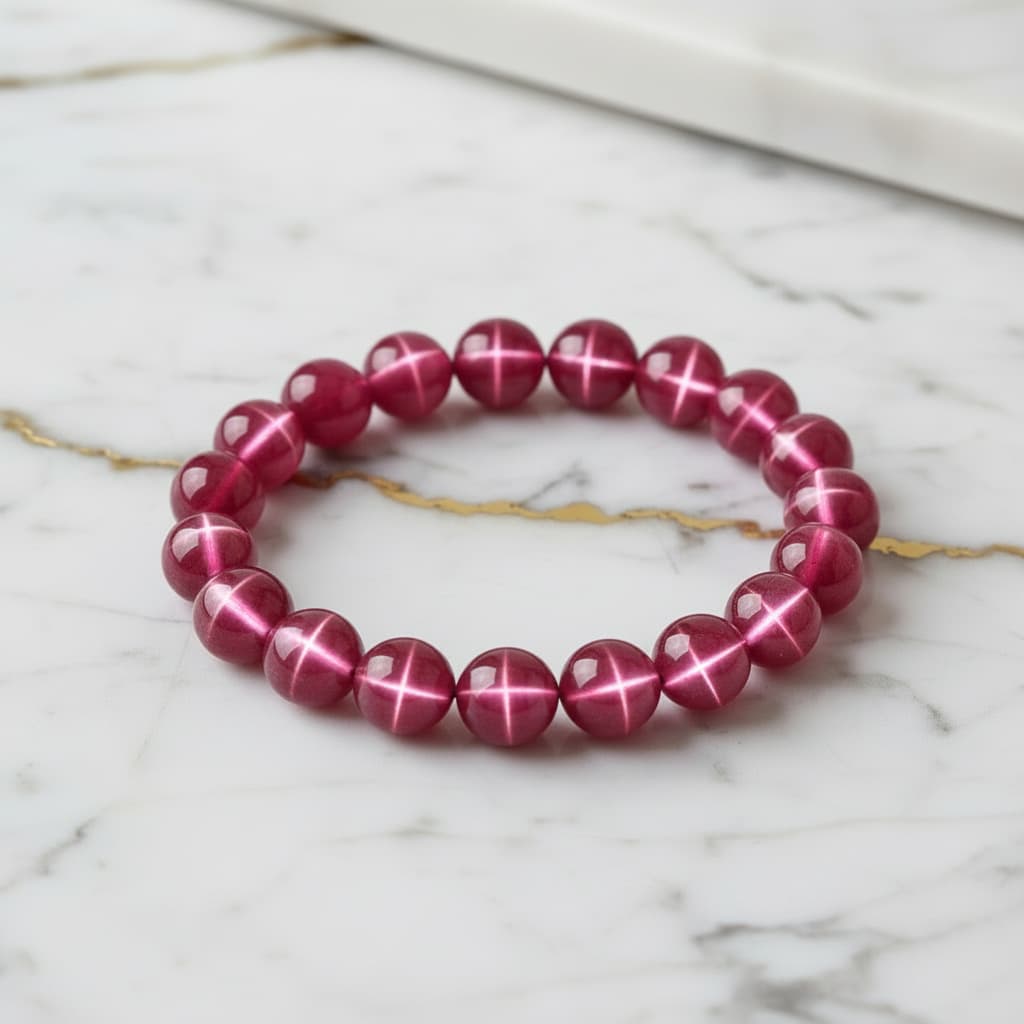 Star Rubin – Kugelarmband mit leuchtendem Stern-Effekt