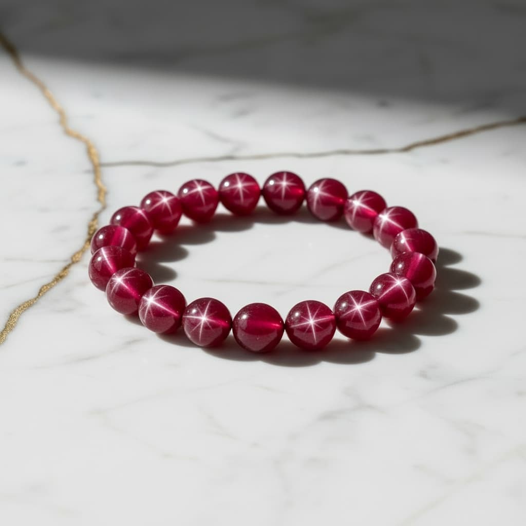 Star Rubin – Kugelarmband mit leuchtendem Stern-Effekt