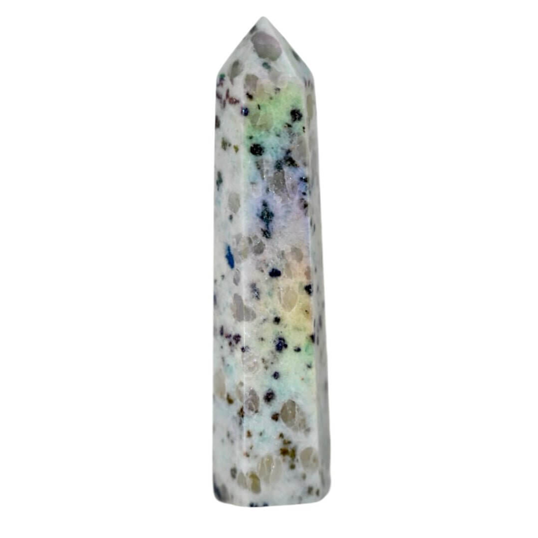 Aura Kiwi-Jaspis Obelisk - Frech & voller Magie