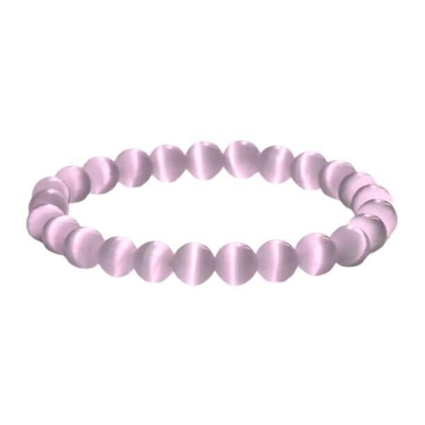 Hellrosa Katzenauge Kugelarmband - Zarter Lichtreflex