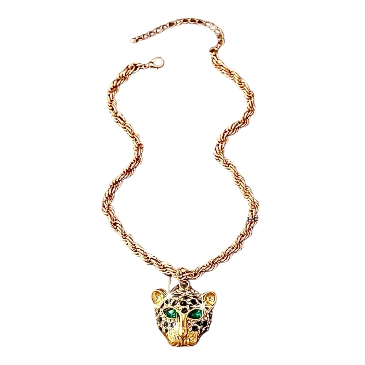 Goldene Statement-Kette mit funkelndem Leopard-Anhänger
