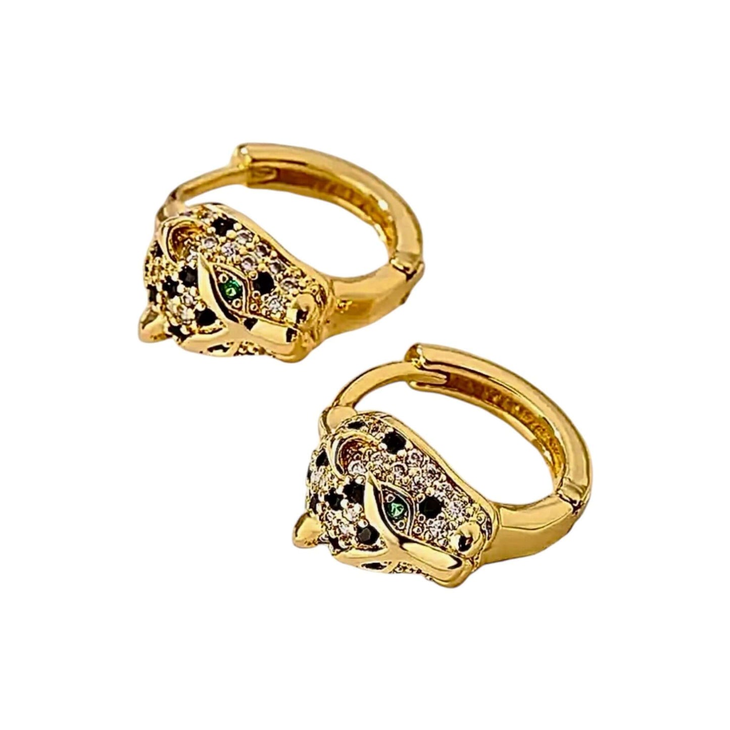 Goldene Creolen mit glitzerndem Leoparden-Design