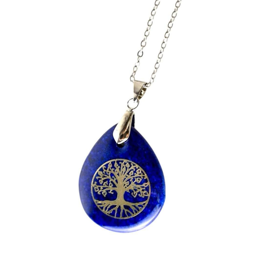 Halskette mit tropfenförmigen Lapislazuli „Baum des Lebens“