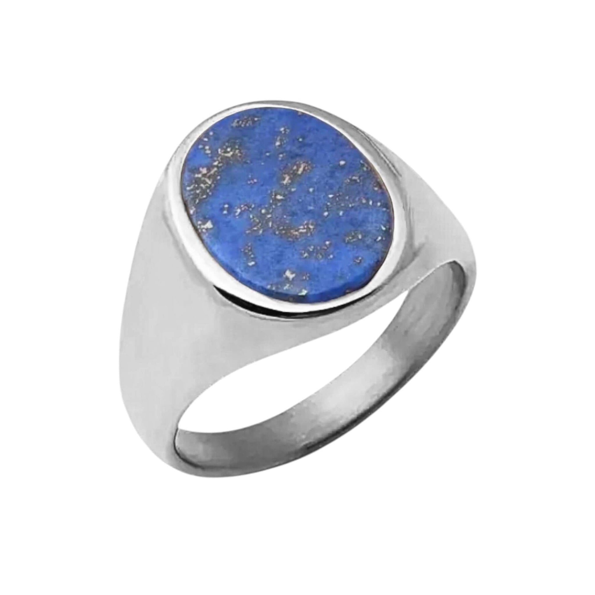 Eleganter silberner Ring mit ovalem Lapislazuli – funkelndes Highlight für markanten Stil
