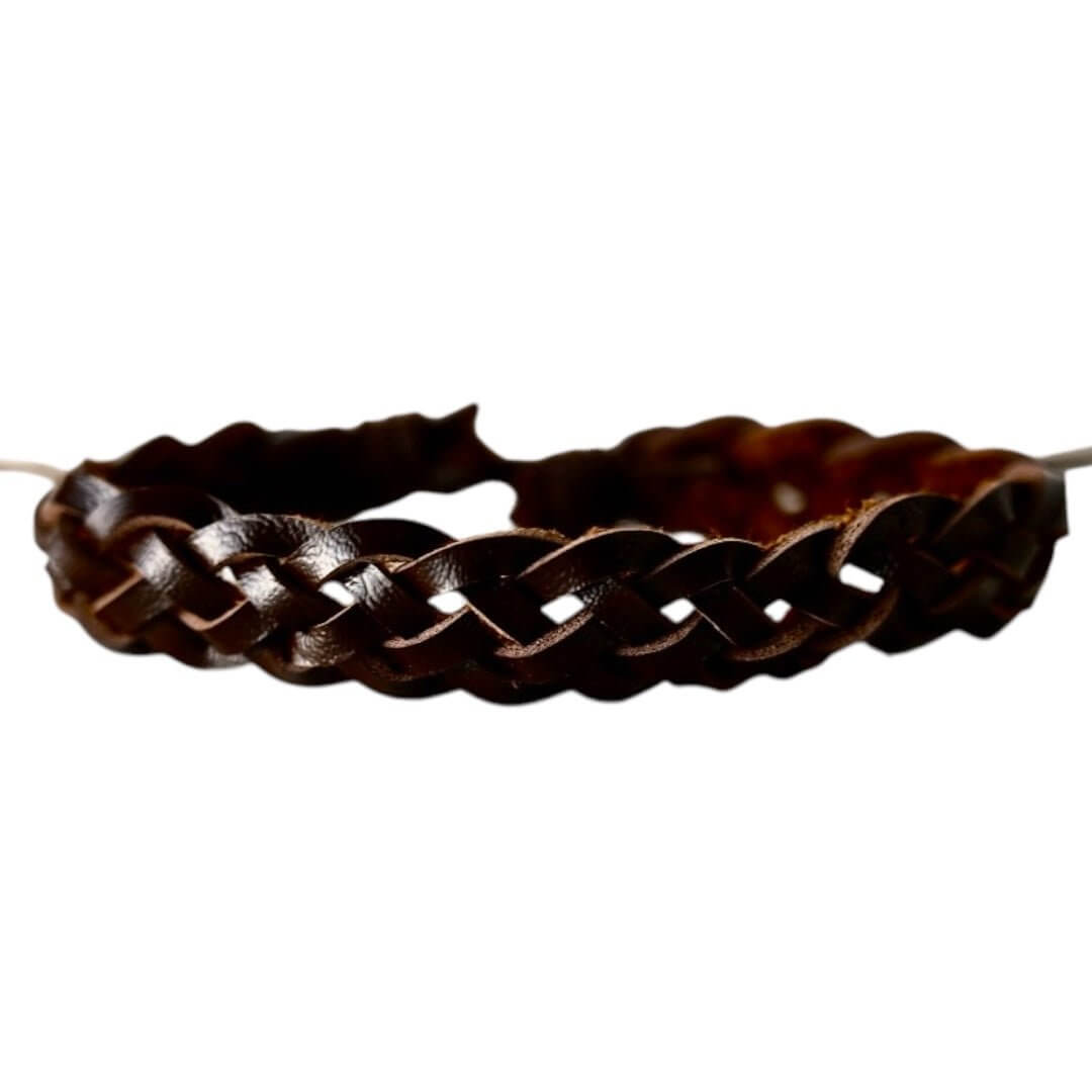 Verstellbares geflochtenes Lederarmband, dunkelbraun