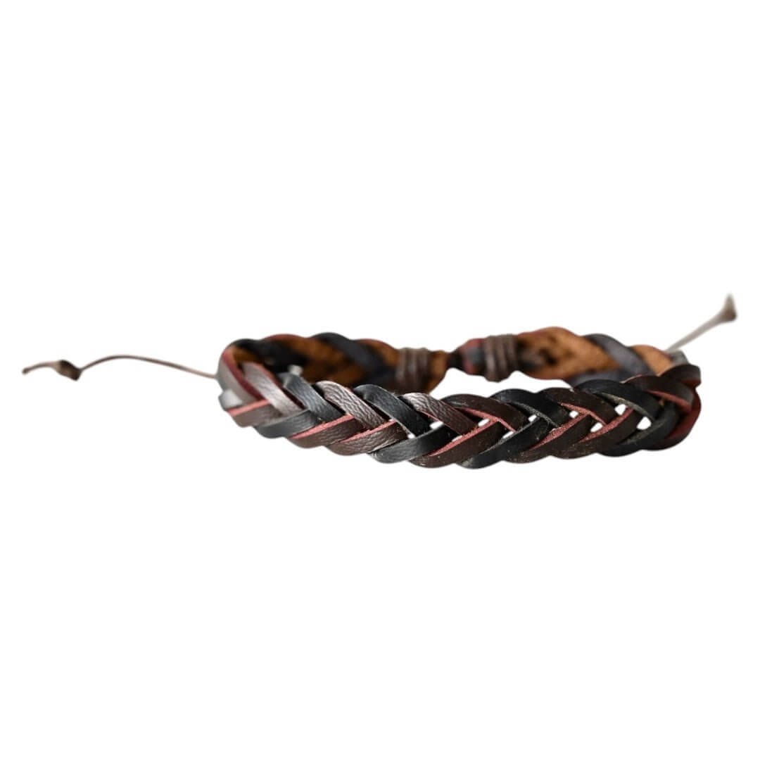 Verstellbares geflochtenes Lederarmband, dunkelbraun