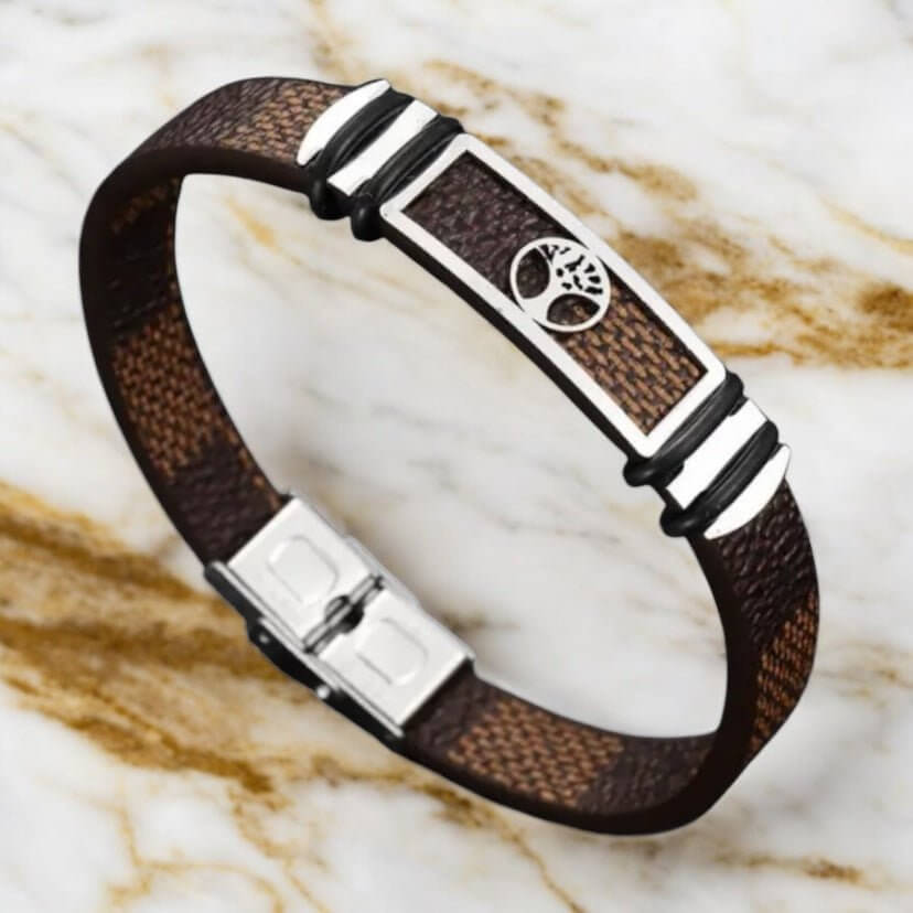 Lederarmband mit Magnet-Verschluss und Baum des Lebens