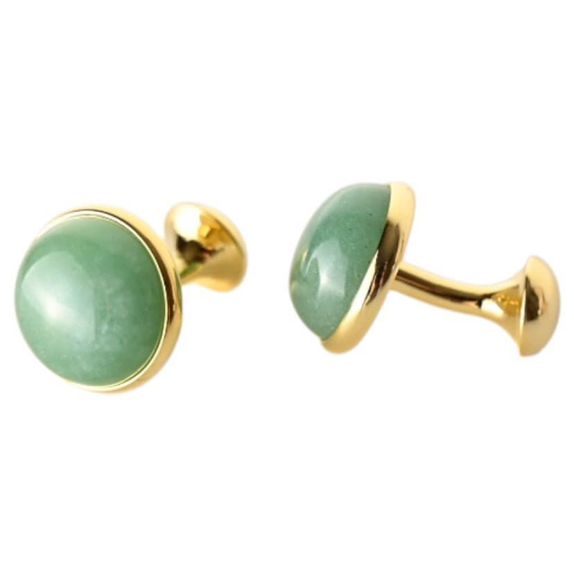 Goldene Manschettenknöpfe mit Aventurin – Elegantes Accessoire für Stil und Ausgeglichenheit