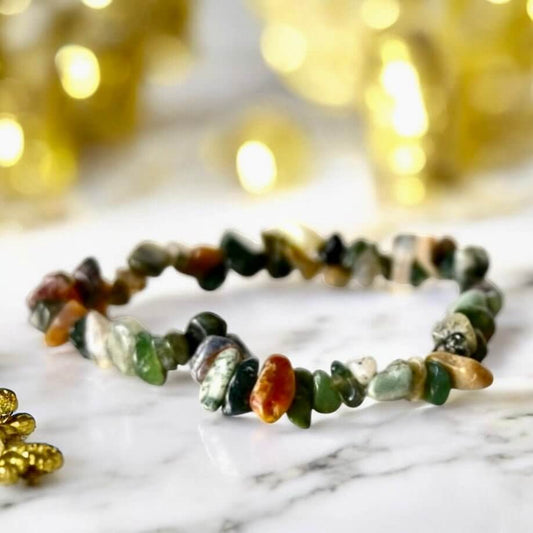 Armband aus Moosachat-Splittern – Stilvolles Schmuckstück mit lebendigem Grün