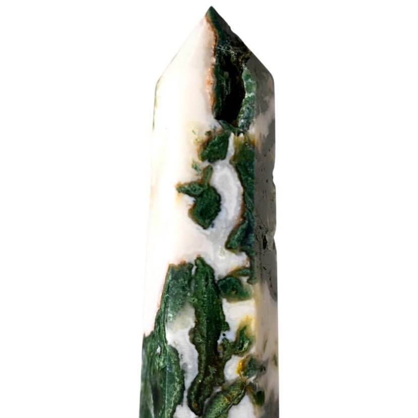 Druzy-Moosachat-Obelisk – Naturnahes Wohnhighlight für Ruhe, Balance und Harmonie
