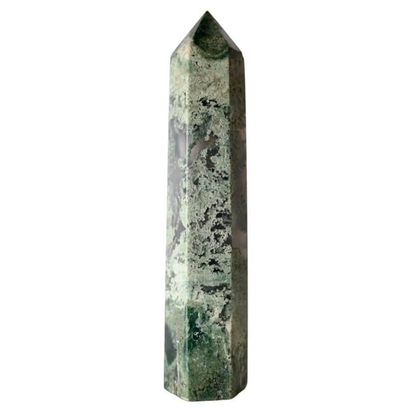 Moosachat-Obelisk – Grünes Kristallhighlight für Ausstrahlung und Balance