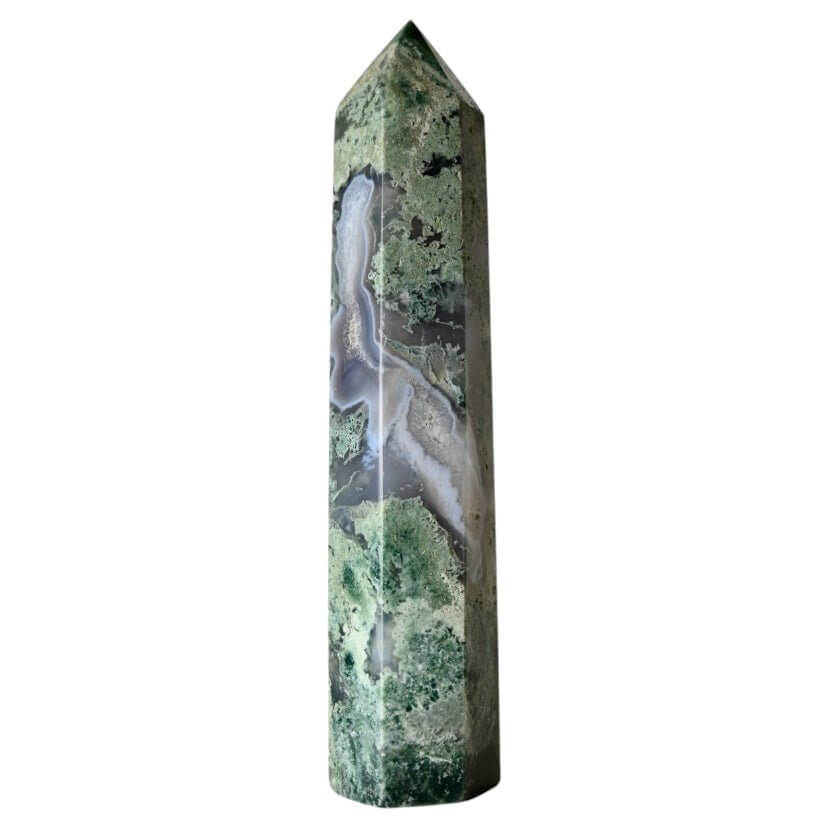 Moosachat-Obelisk – Grünes Kristallhighlight für Ausstrahlung und Balance