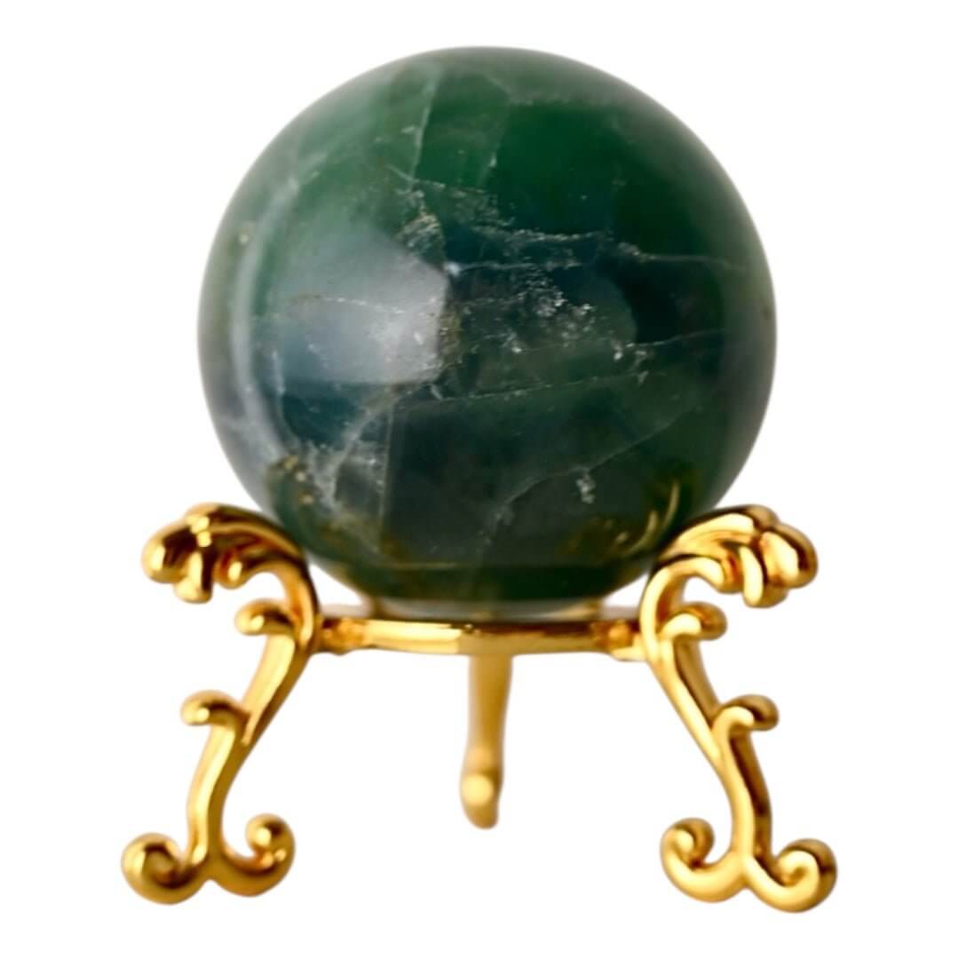 Natürliche Fluorit Kugel – intensive grüne Farbakzente für Wohnräume