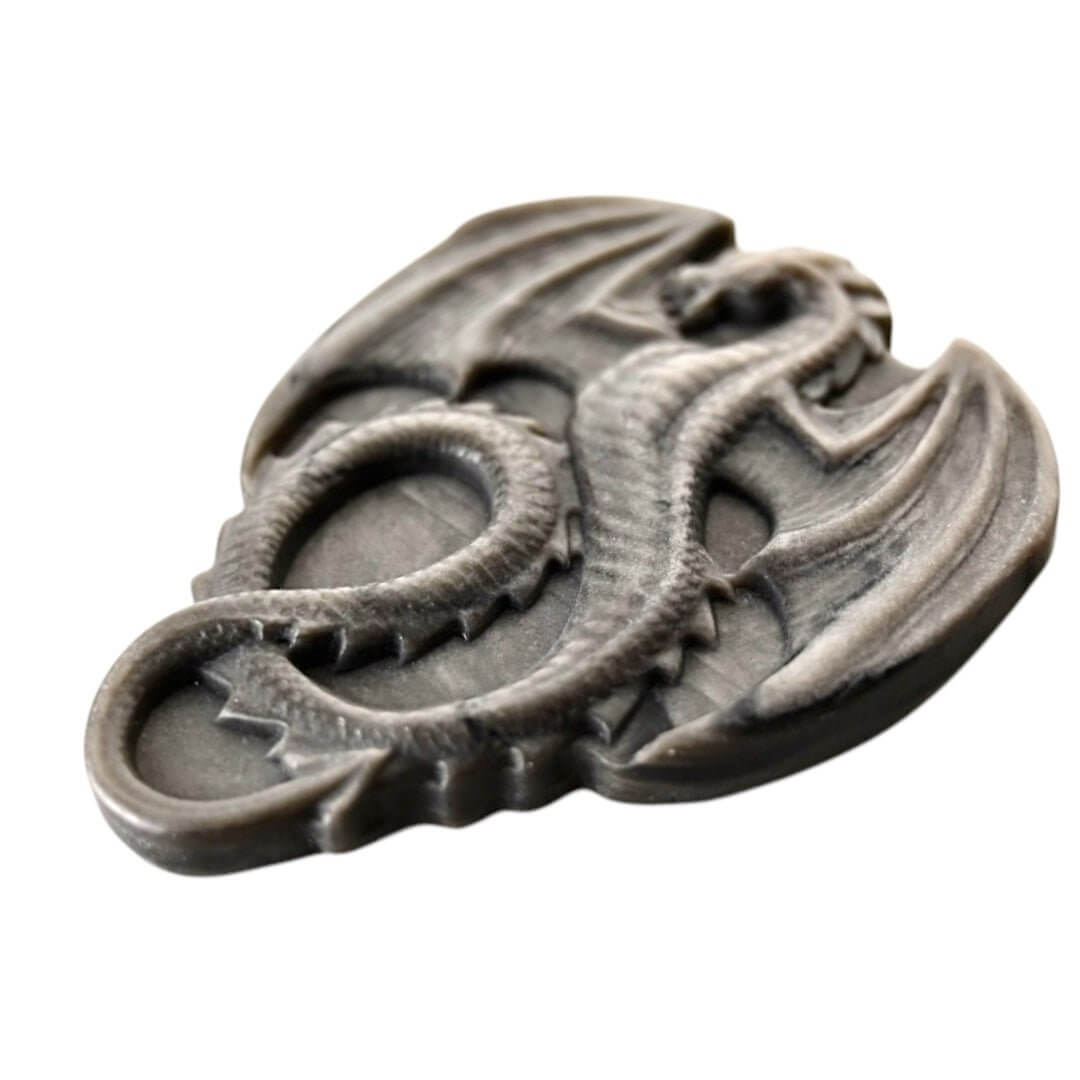 Drache aus Silber Obsidian – Mystische Naturfigur voller Kraft und Eleganz