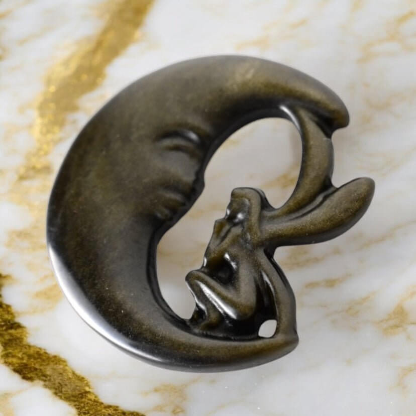 Zarte Gold Obsidian Mondelfe – Faszinierendes Kristallstück mit mystischem Flair