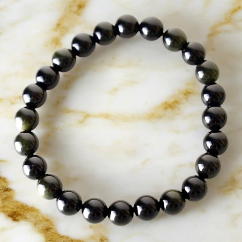 Regenbogen-Obsidian Kugelarmband – Stilvolles Schmuckstück mit geheimnisvollem Schimmer