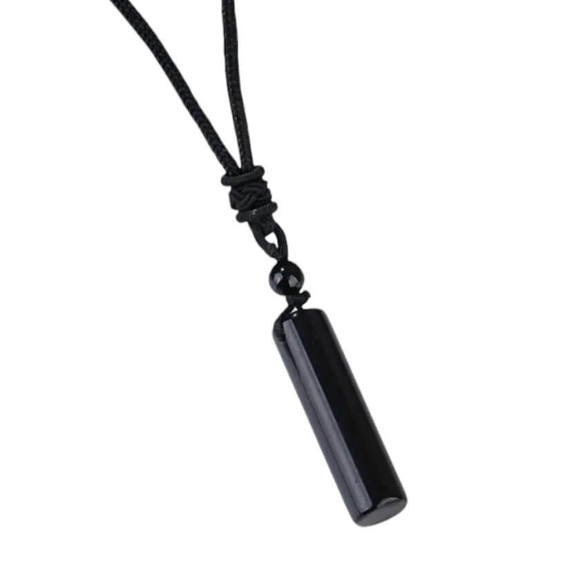 Schwarze Halskette mit Obsidian Stab