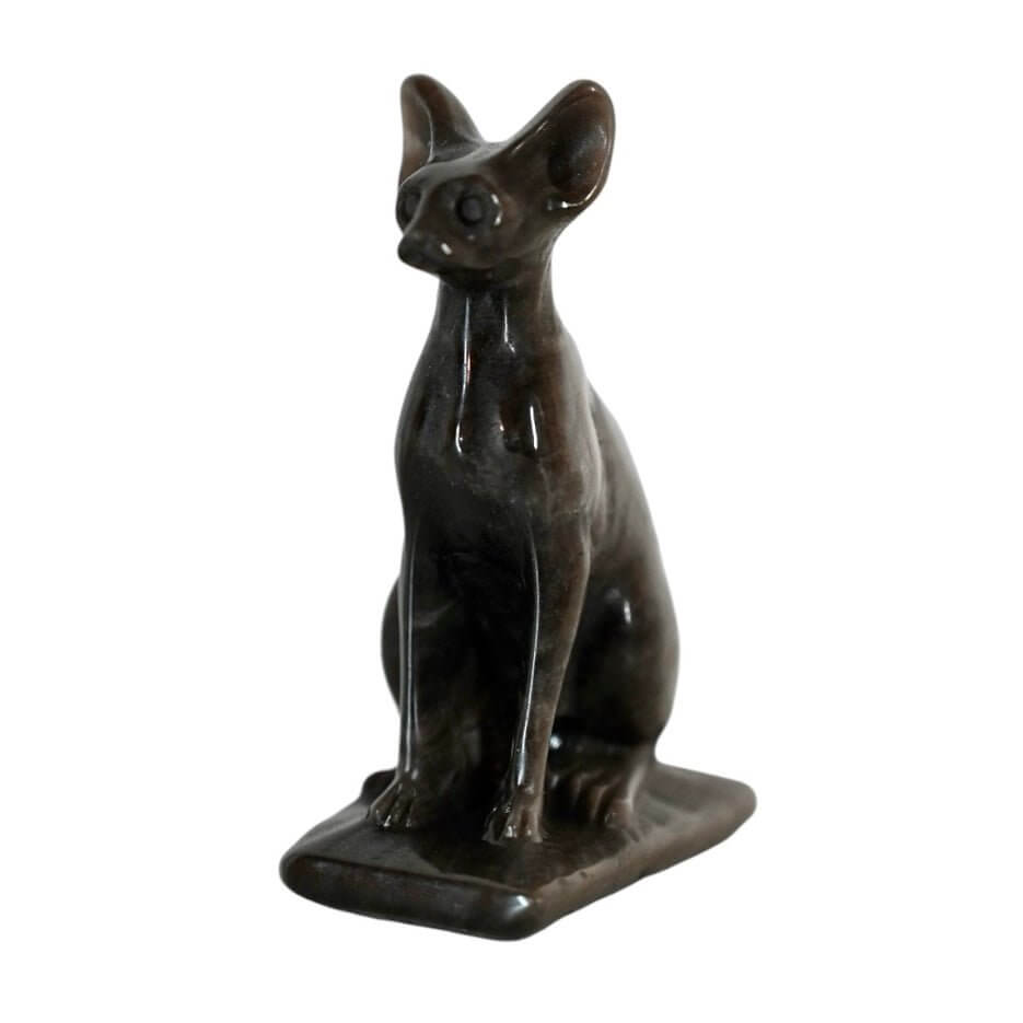 Silber-Obsidian Katze – Ausdrucksstarkes Kristallobjekt für Wohnakzente