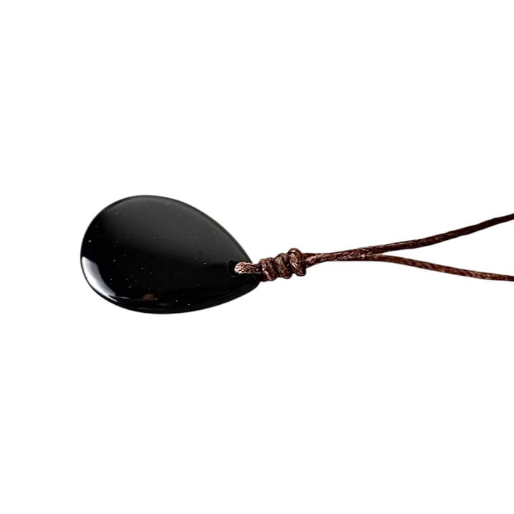 Verstellbare Halskette mit tropfenförmigem Obsidian