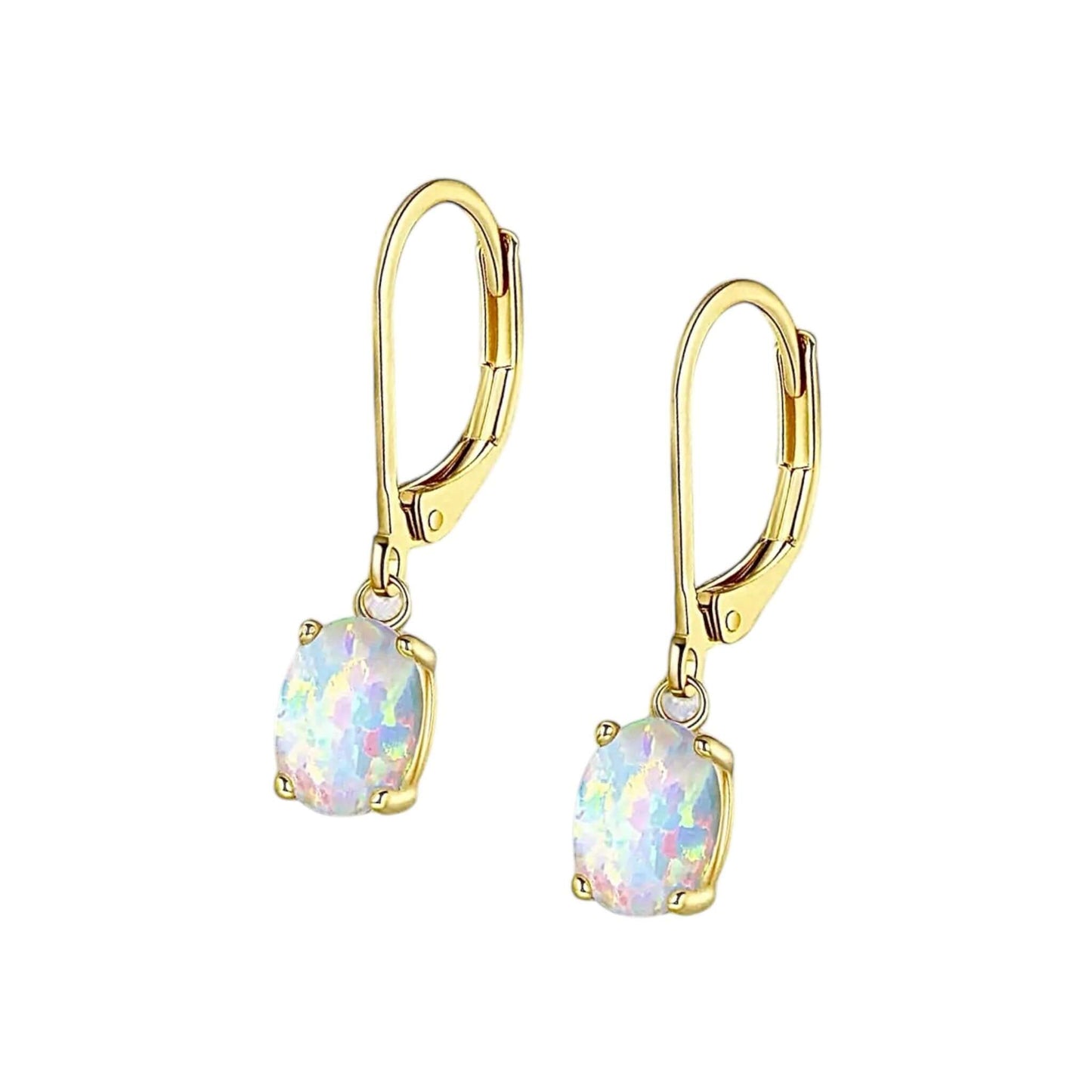 Funkelnde Ohrhänger mit rundem Opal Gold