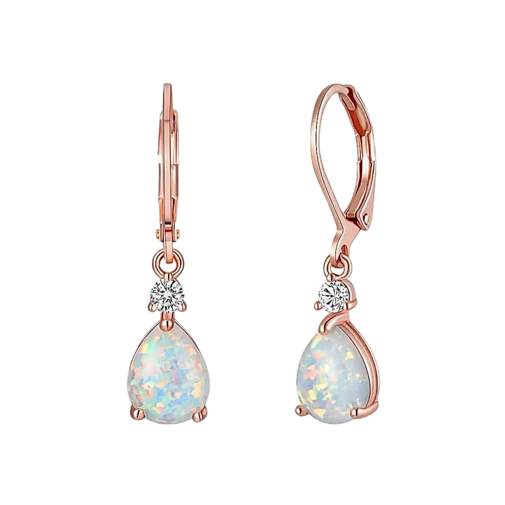 Funkelnde Ohrhänger mit rundem Opal Roségold