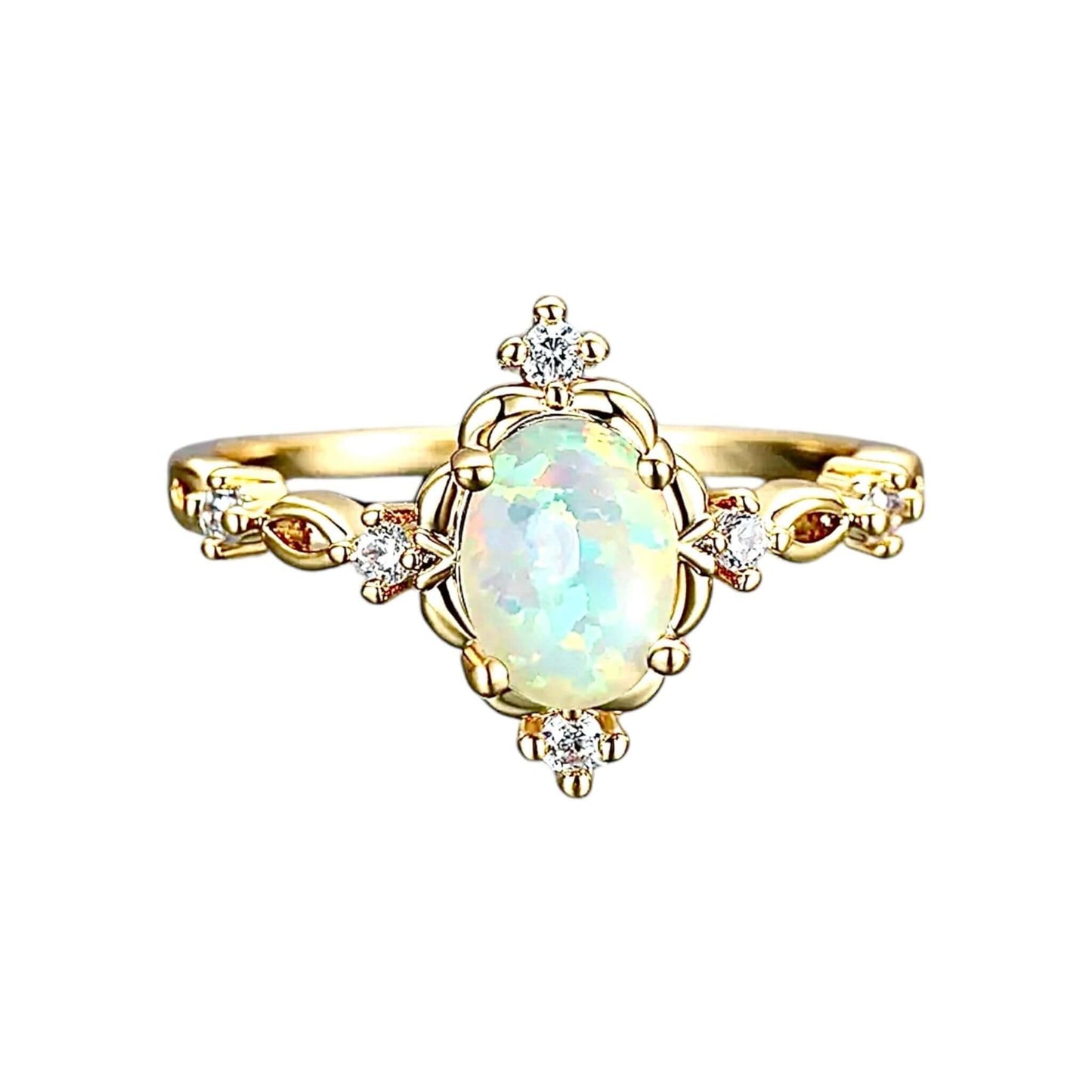 Goldener Ring mit umrahmtem Opal – elegantes Schmuckstück für leuchtende Akzente