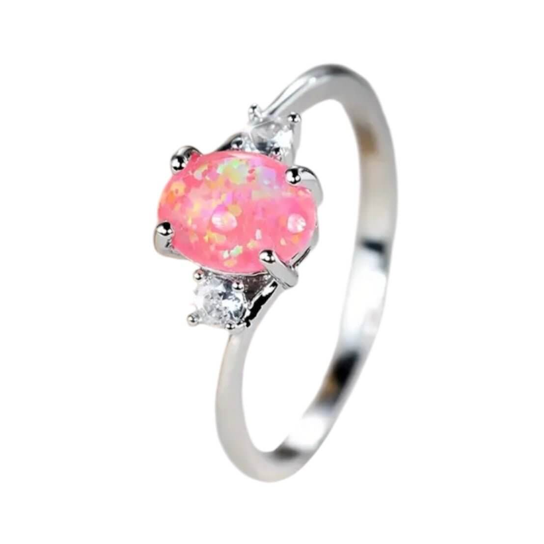 Silberner Ring mit rosa Opal – elegantes Schmuckstück für sanfte Farbreflexe
