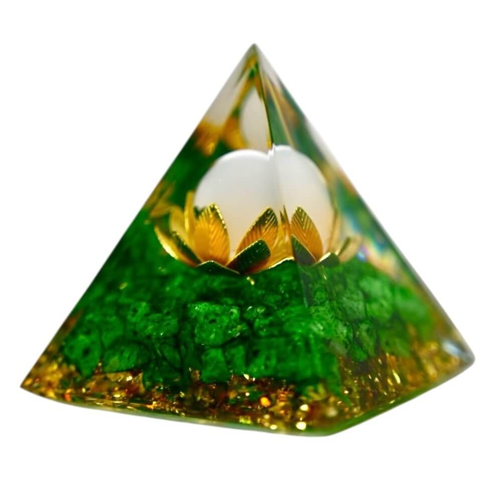 Orgonit Pyramide grüne Blume des Lebens – Harmonie & Erdung