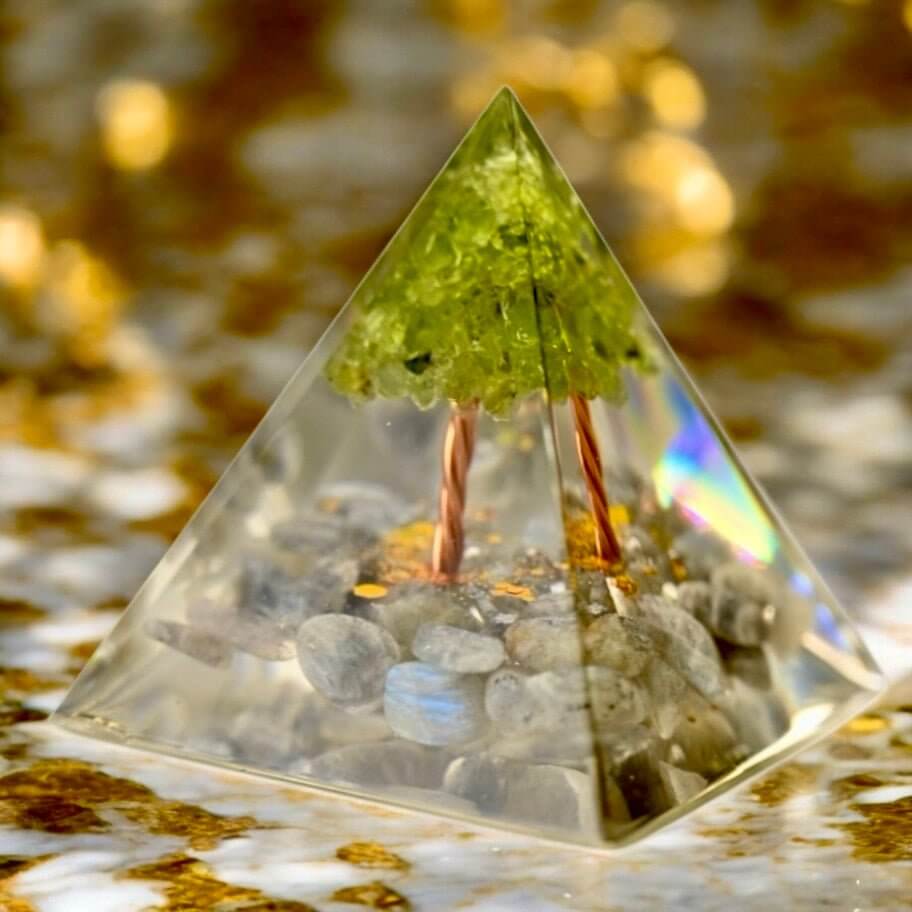 Wunderschöne Orgonit Pyramide mit Baum