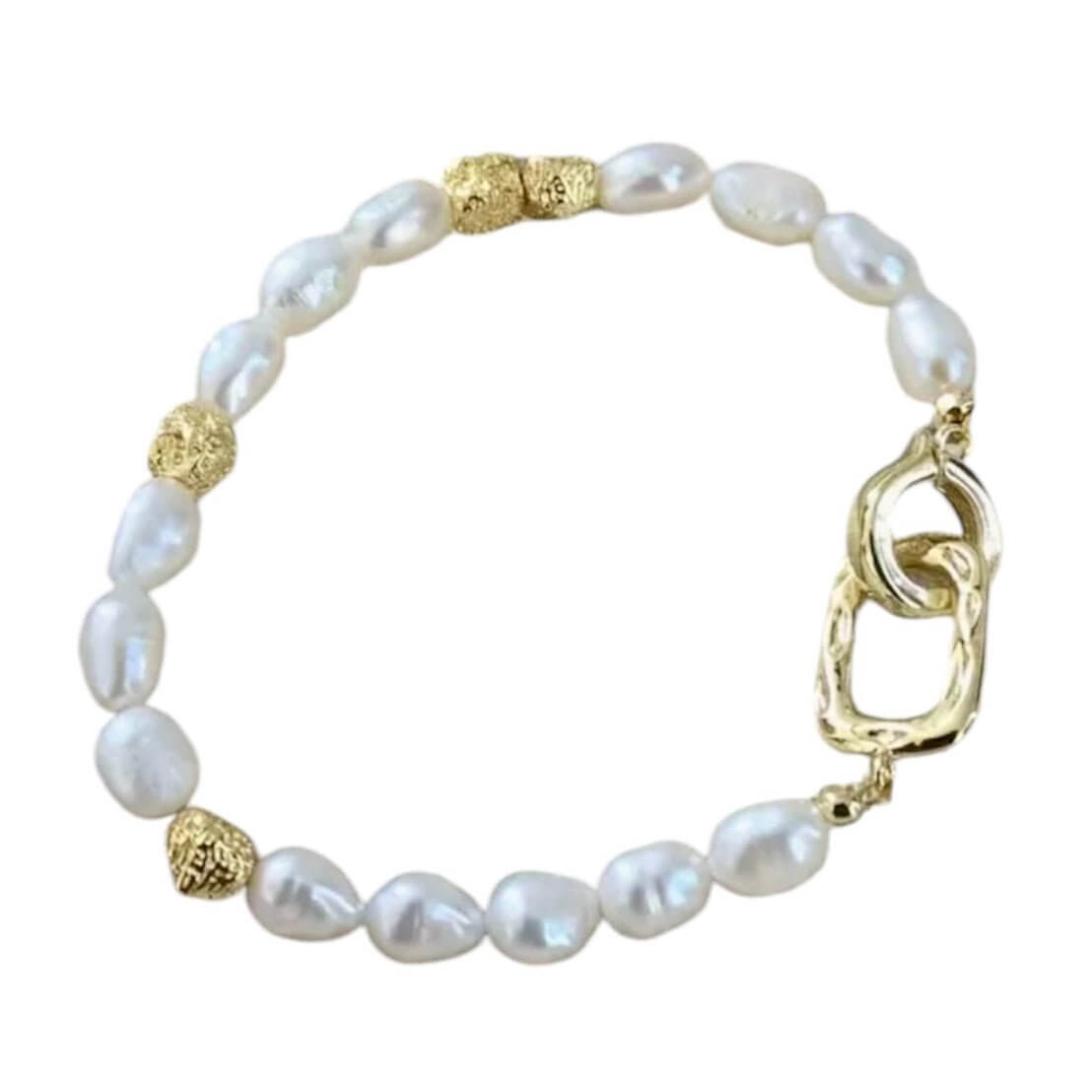 Perlenarmband mit Goldelementen - Zeitlos elegant