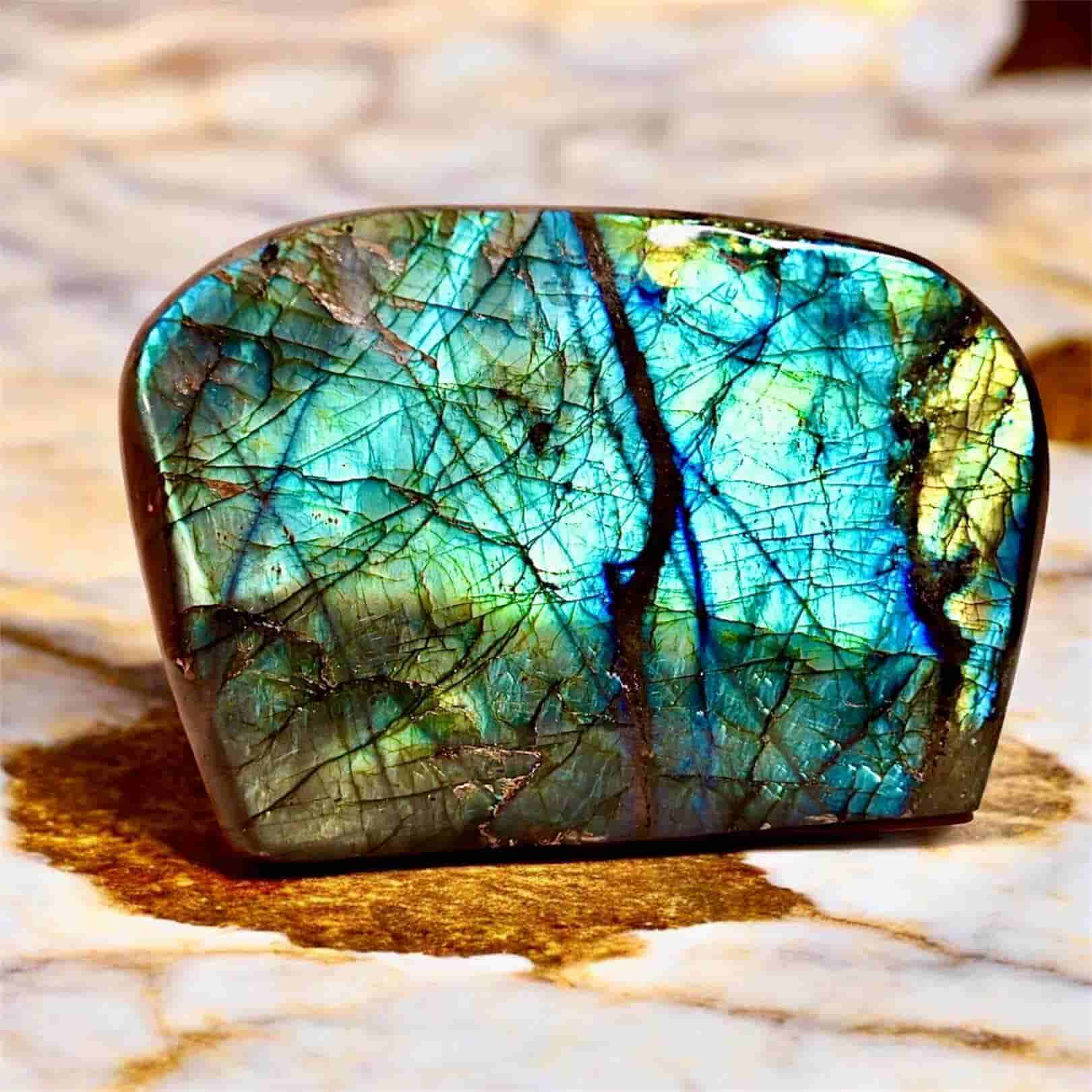 Leuchtende Labradorit Freiform