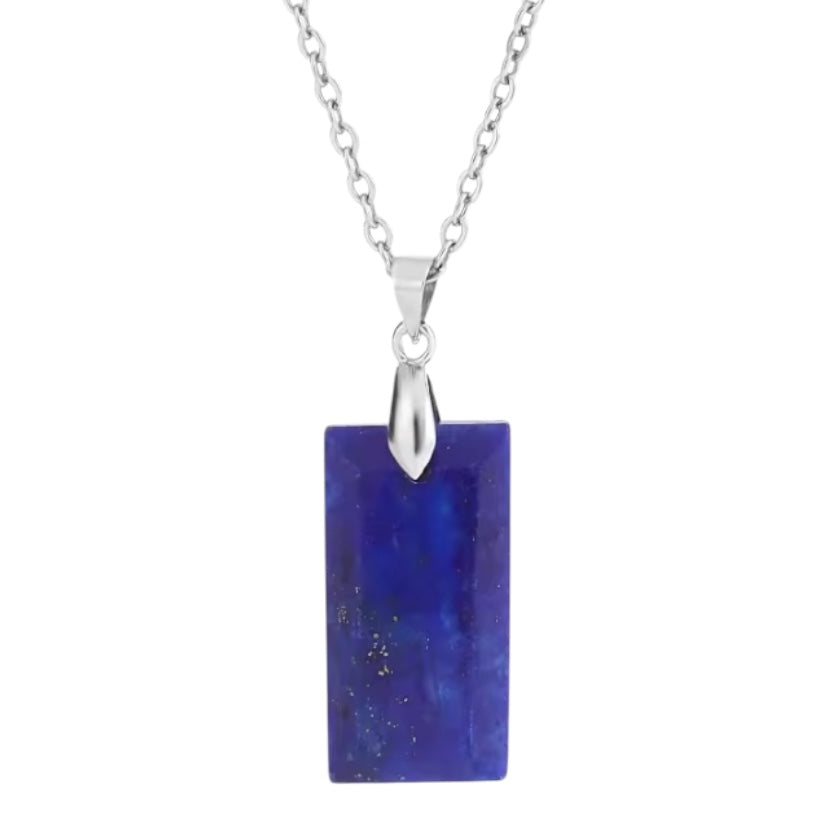 Lapislazuli – Silberne Kette mit geschliffenem Anhänger