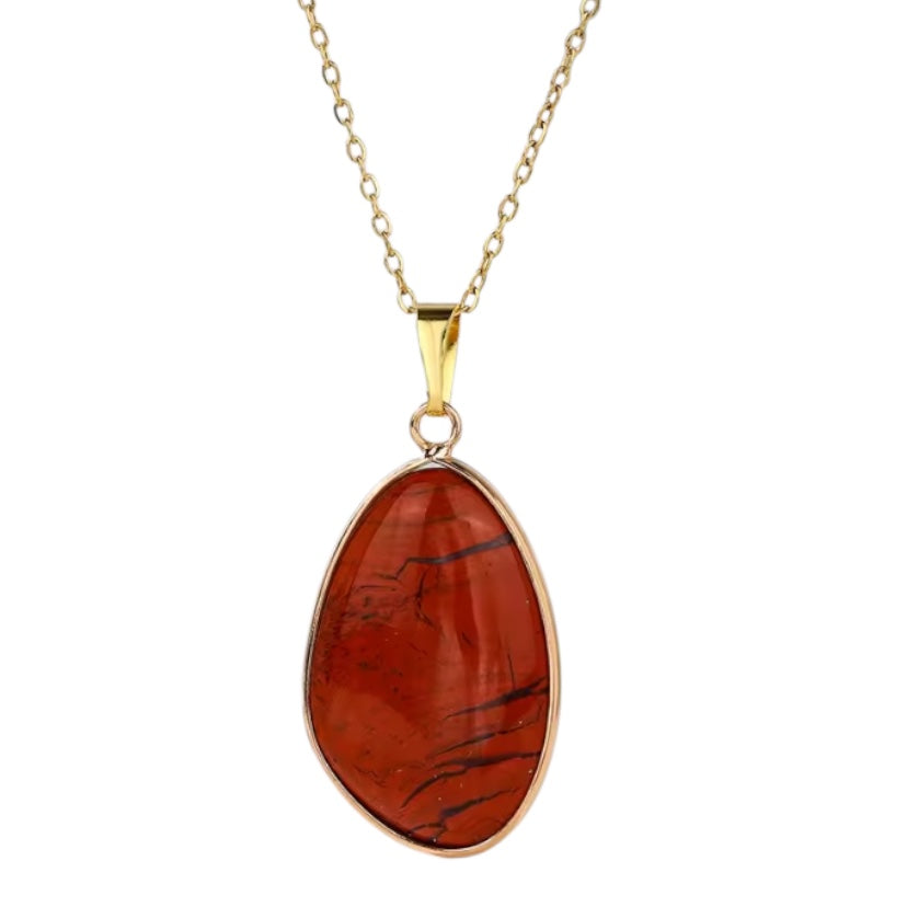 Jaspis - Goldene Halskette mit rotem Kristall