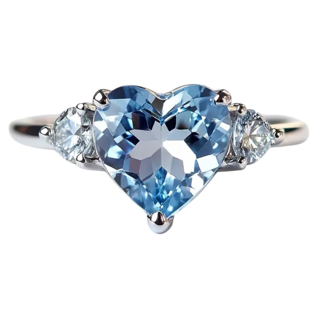 Silber Ring mit himmelblauem Topas Herz