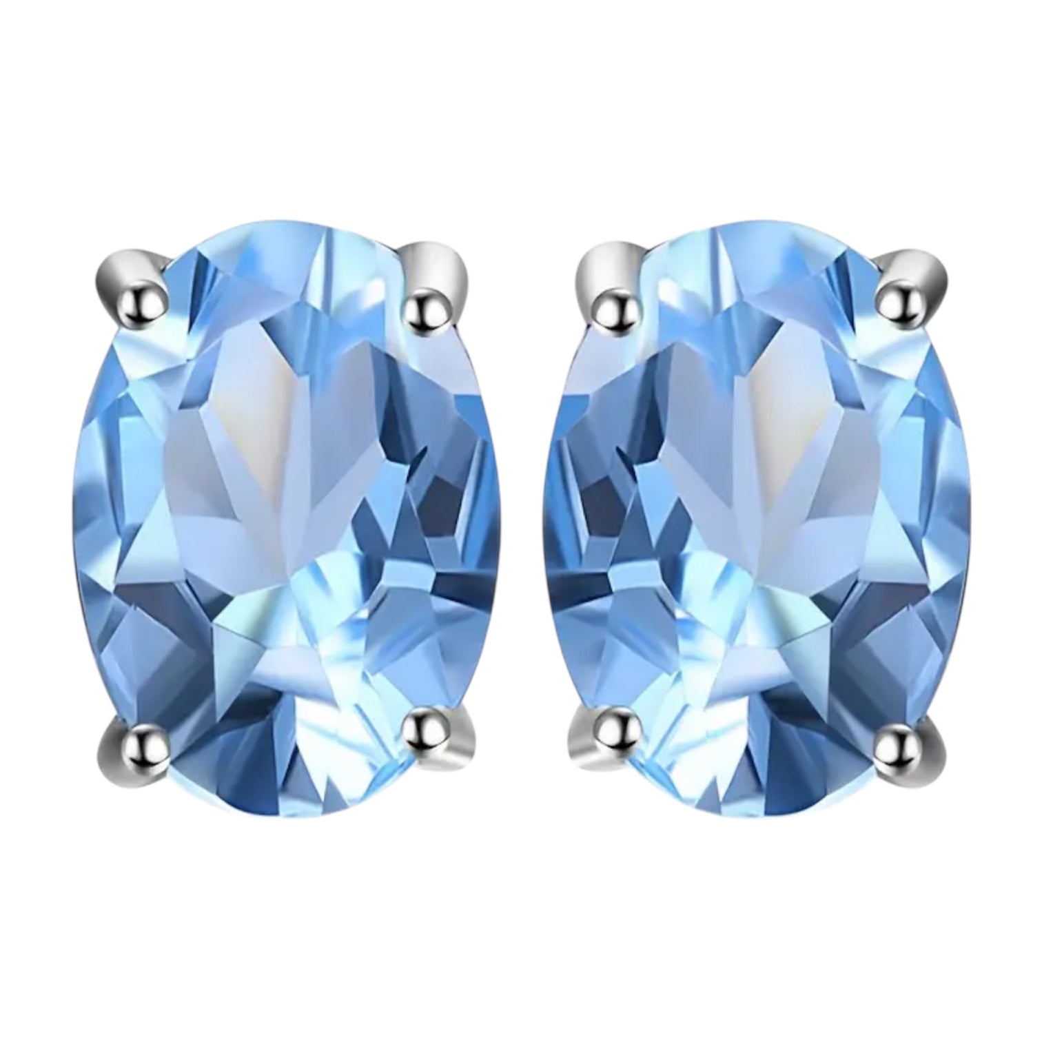 Topas – Ovale Ohrringe in himmlischem Blau