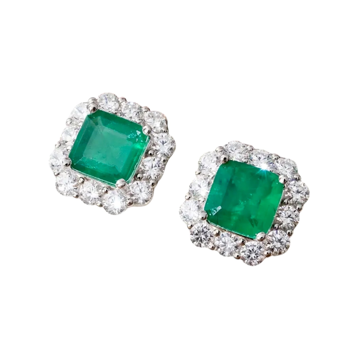 Smaragd - Umrahmte Ohrringe in Silber