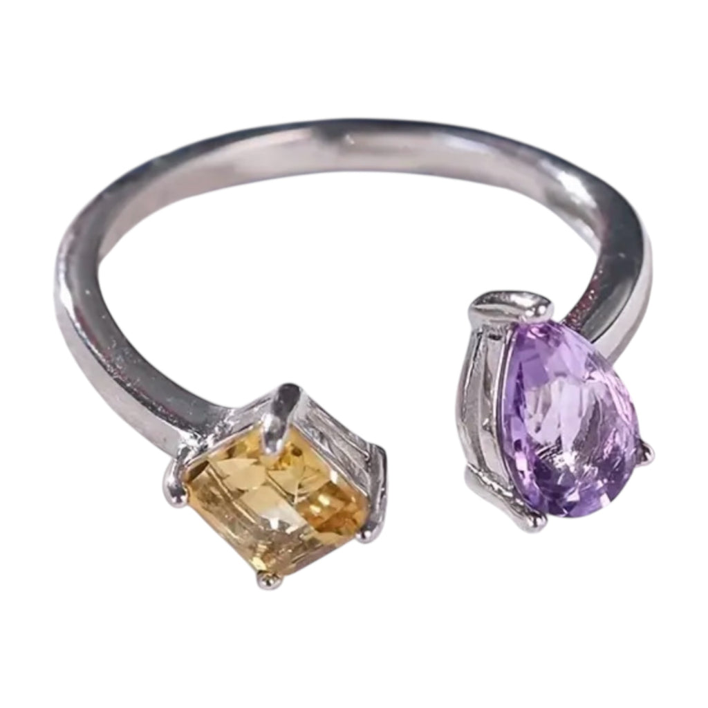 Amethyst Citrin - Vereint in offenem Ring