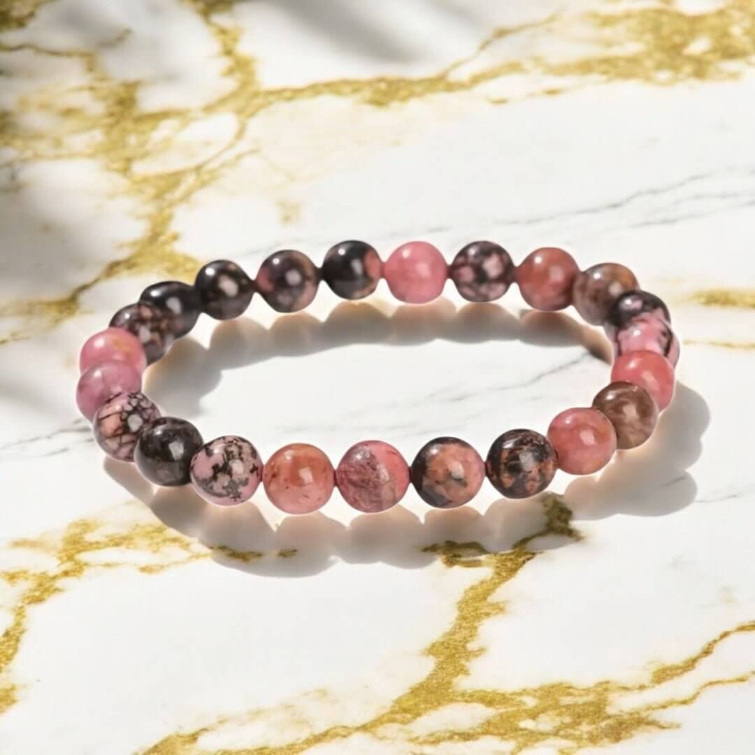 Rhodonit Kugelarmband – Sanfte Energie für Herzöffnung und emotionale Balance