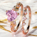 Zarter 2-teiliger Ring mit rosa Herz – dekoratives Stacking-Accessoire für Alltag und Anlass