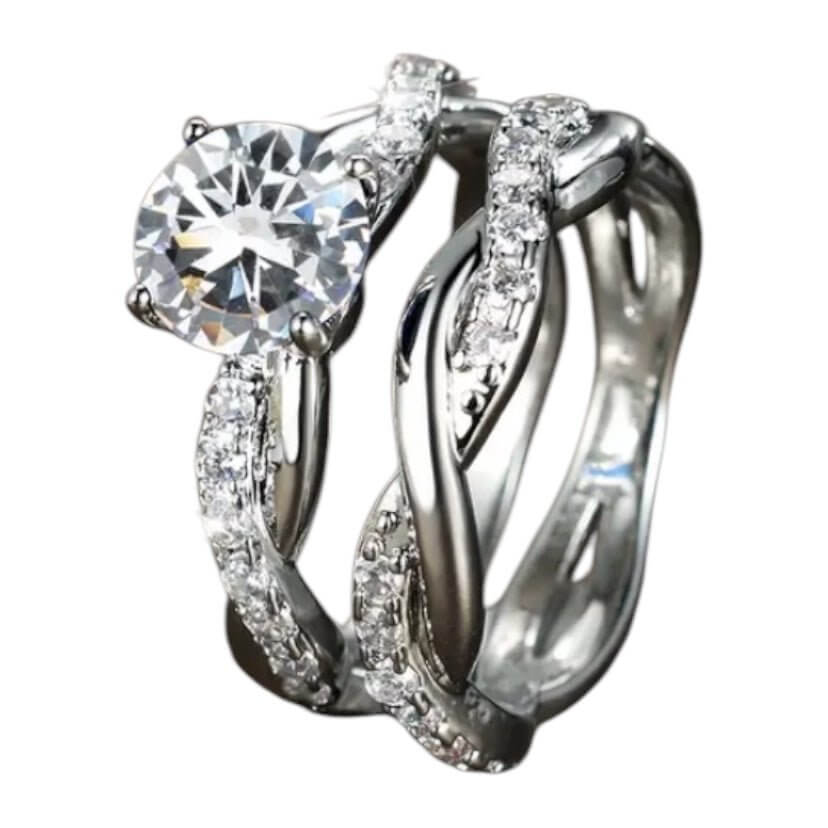 Silberner 2-teiliger Stacking-Ring – geflochtenes Design für stilvolle Eleganz