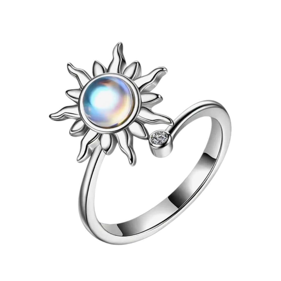 Offener Ring in Silber mit drehbarer Sonne – Sonniges Schmuckstück für verspielte Akzente