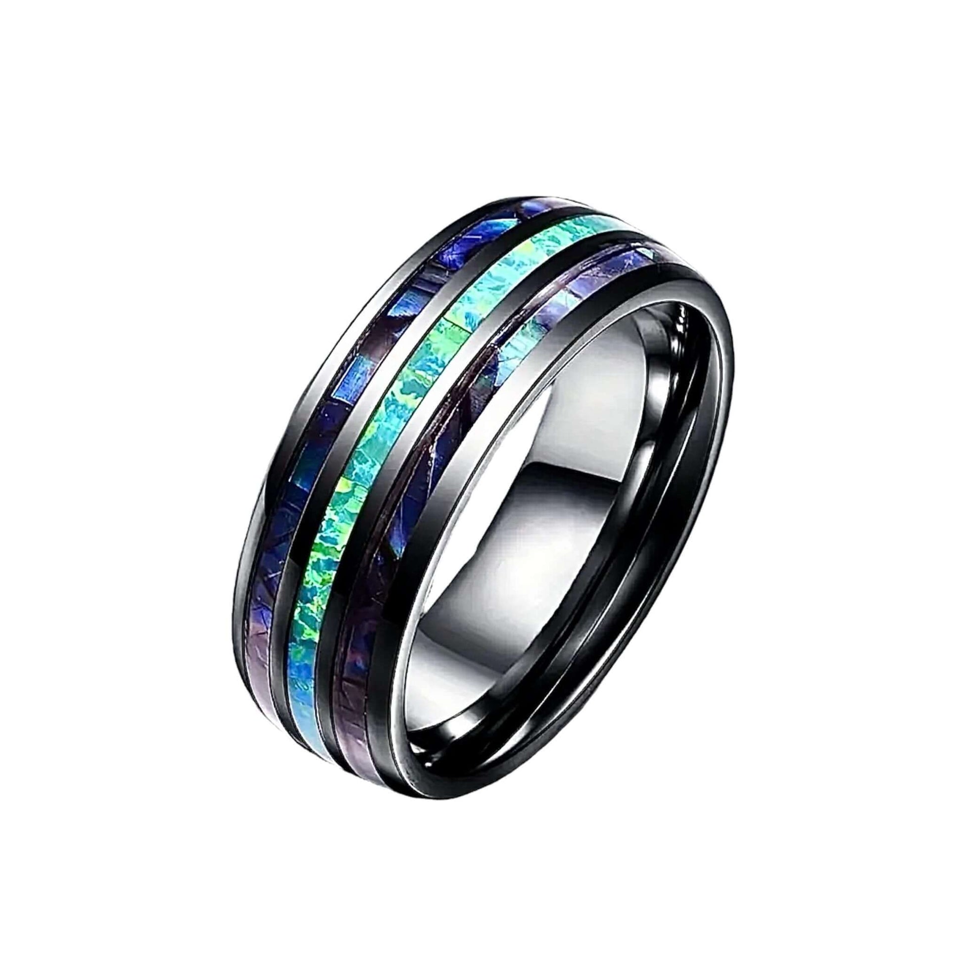 Silberner Ring mit Dunkelblau und Türkis - Farbakzent zum Tragen