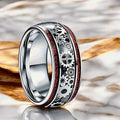Silberner Ring mit Holzmaserung und Zahnrädern – elegantes Schmuckstück im mechanischen Stil