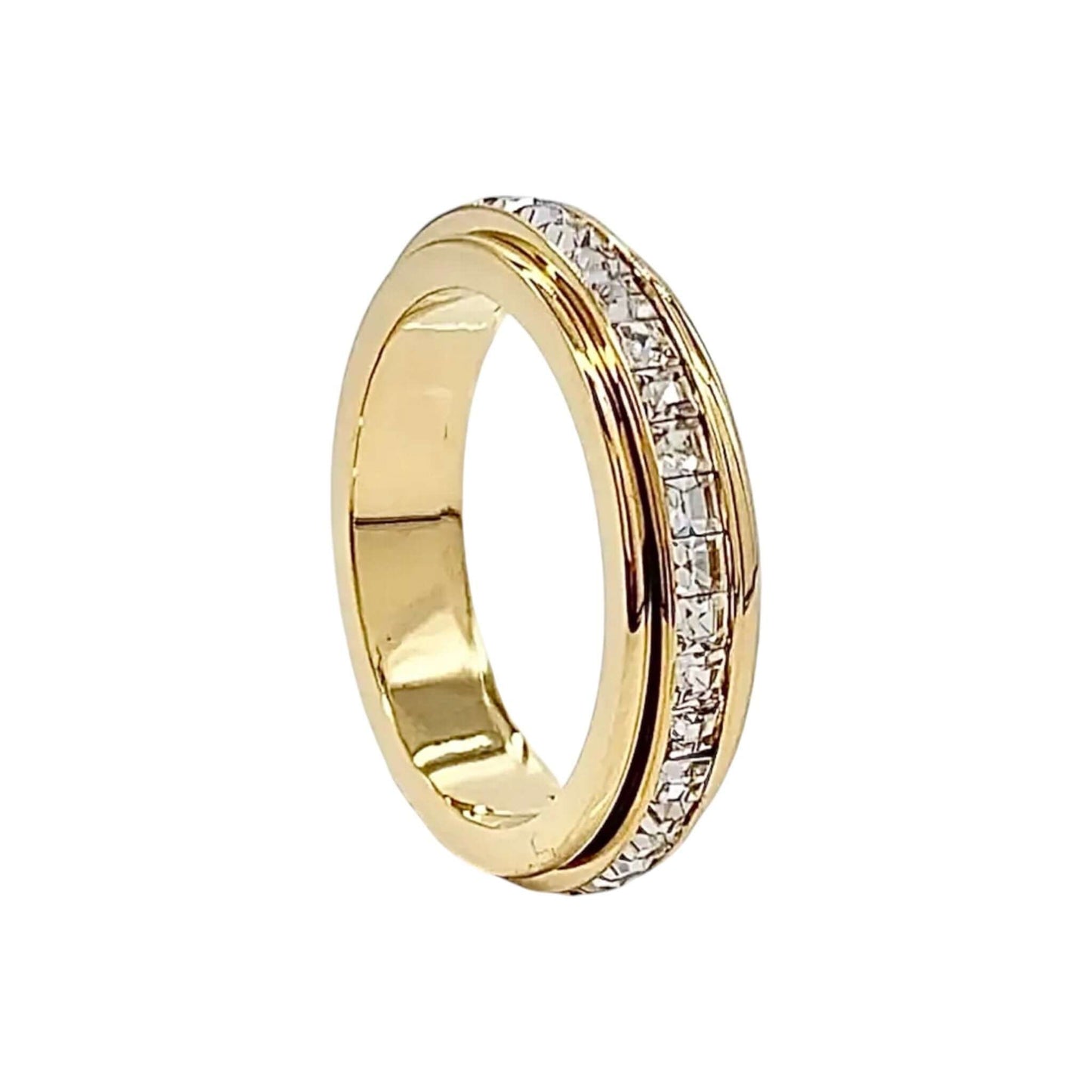 Goldener Band-Ring mit drehbarem Design – stilvolles Highlight für funkelnde Eleganz