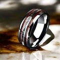 Silberner Ring mit dunkler Holzmaserung – elegantes Schmuckstück für natürliche Akzente