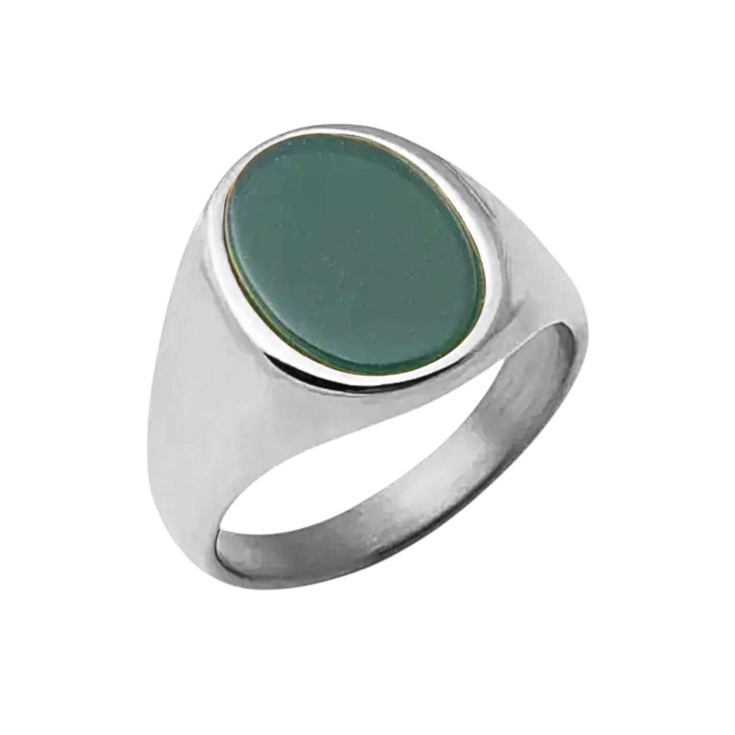 Silberner Ring mit ovalem grünen Onyx – elegantes Schmuckstück für markante Akzente