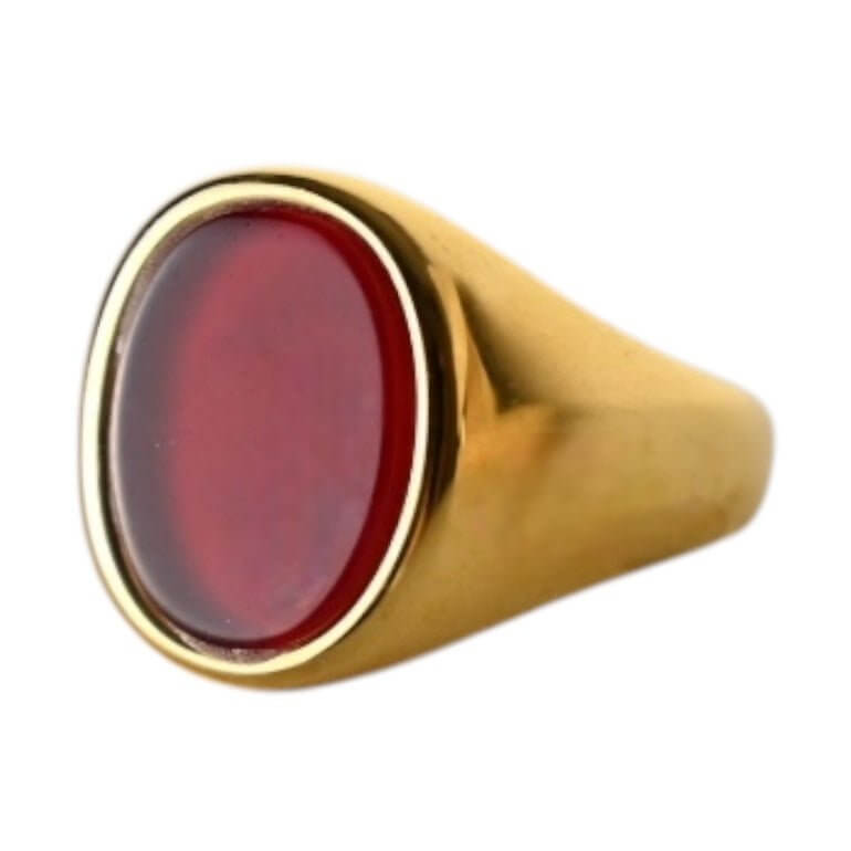 Goldener Ring mit ovalem roten Onyx – ausdrucksstarkes Schmuckstück