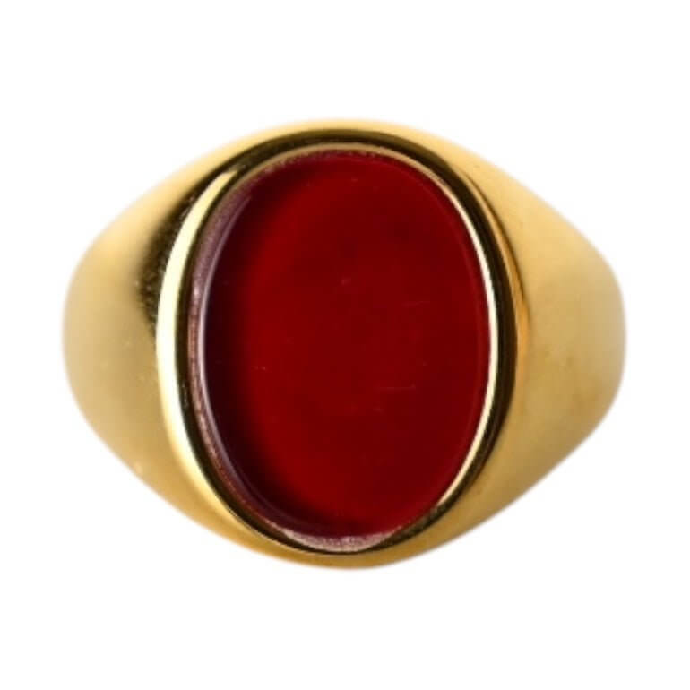 Goldener Ring mit ovalem roten Onyx – ausdrucksstarkes Schmuckstück