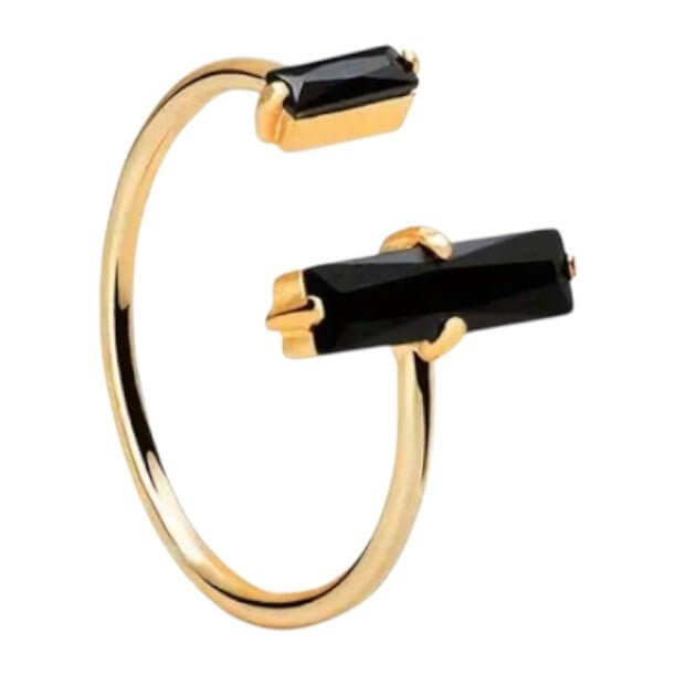 Goldener Ring mit schwarzem Achat – Moderner Edelsteinring für Eleganz und Ausstrahlung